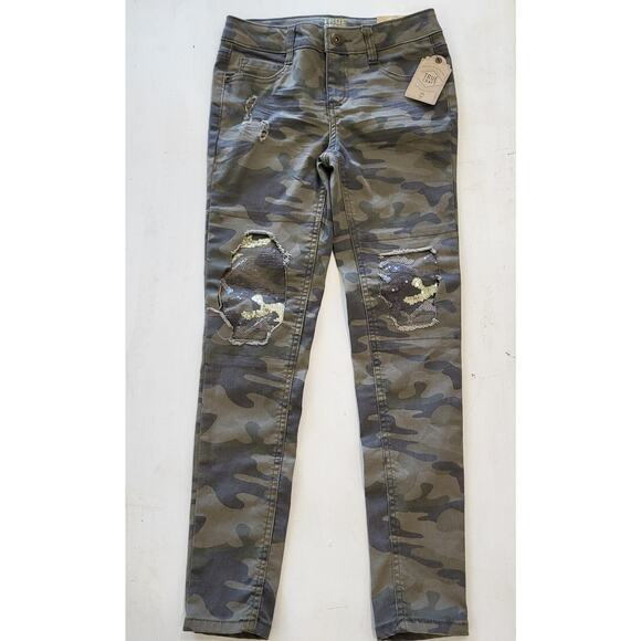 NWT True Craft Camo Skinny Jeans Sz 10 Green Camouflage Stretch - Picture 1 of 10